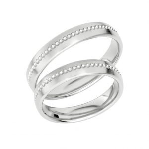 förlovningsringar i äkta silver med cirkelmönster