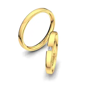 Förlovningsringar set i guld - Alluring Balance 3 mm